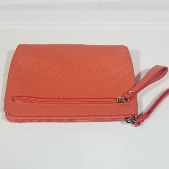 Valentina Genuine Leather Spiced Orange Wristslet - Made In Italy EUC - Picture 4 of 9